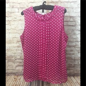 💥4/$20💥 Due’per’due Fuschia Polka Dot Blouse LG